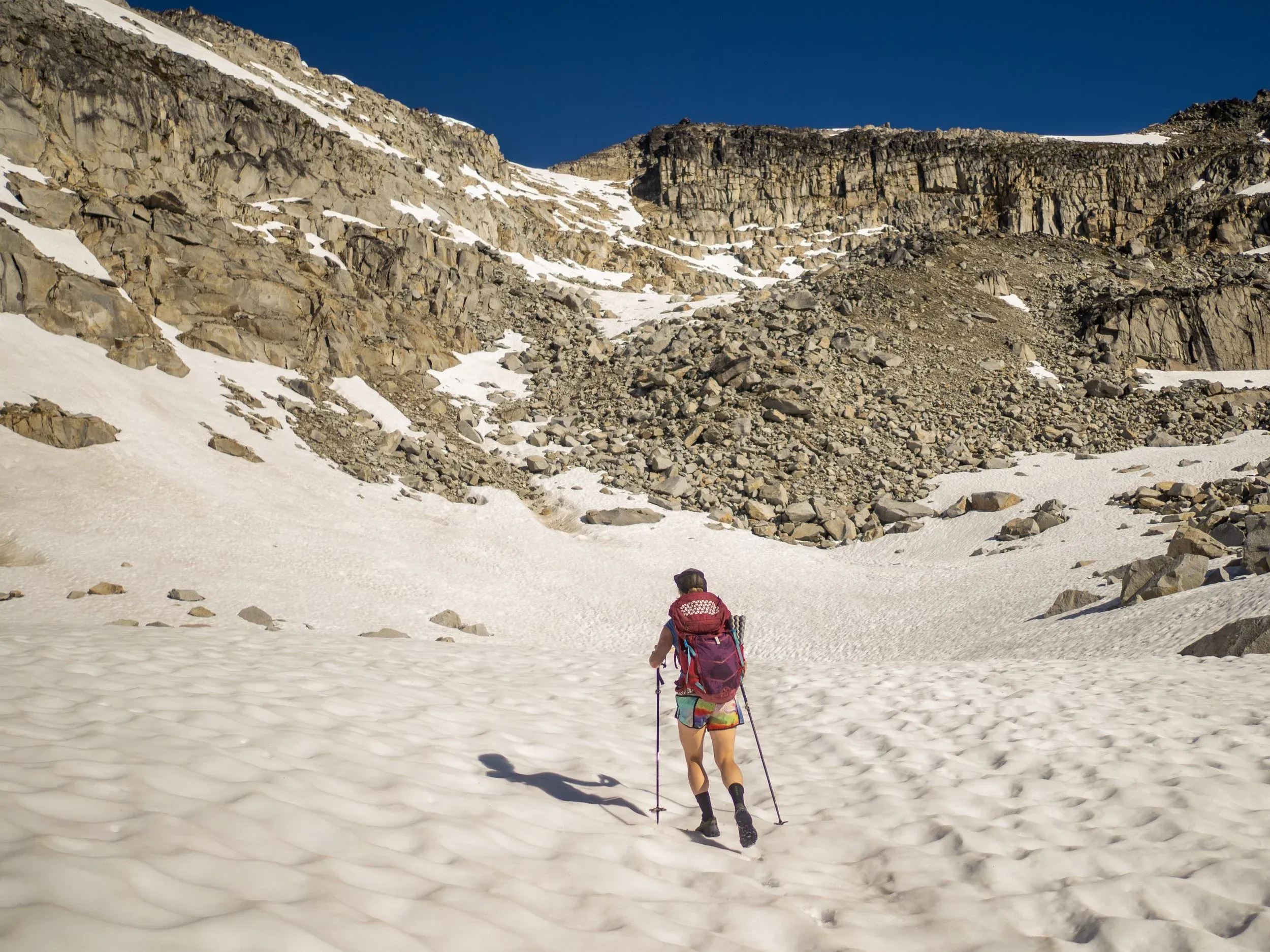 Looking up at Matt Gunn’s preferred ascent route. Looking a little snowy and tech!
