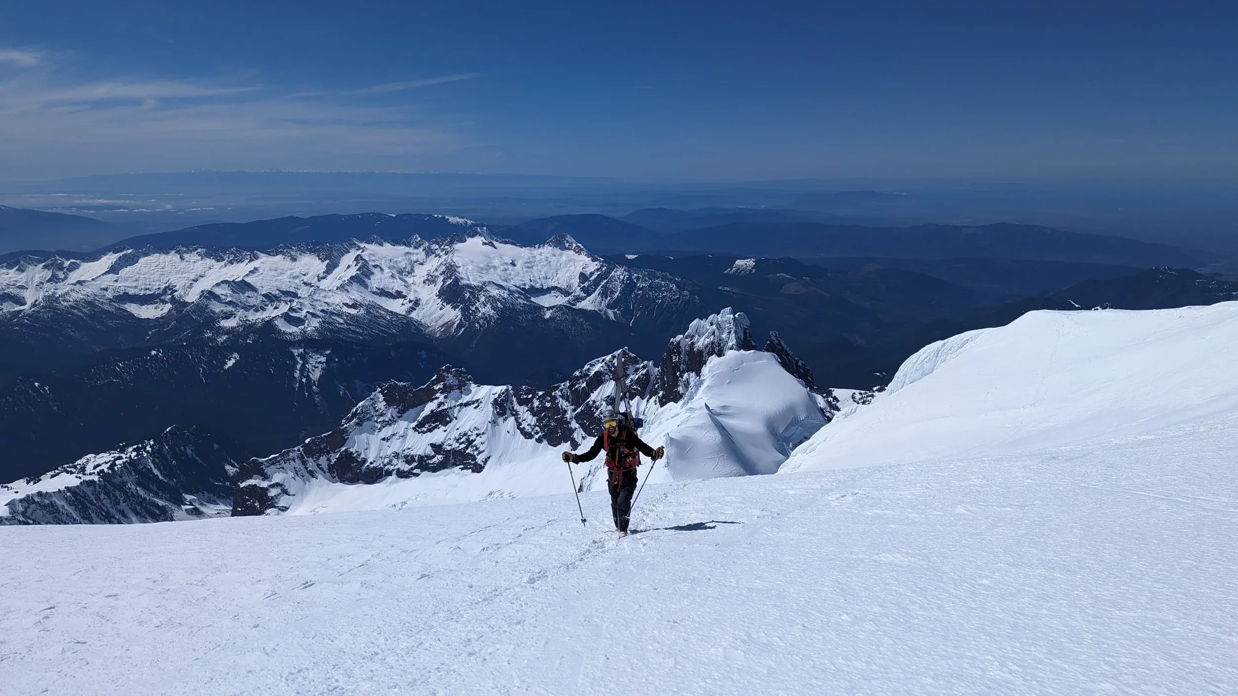 Coming up the summit, the San Juans, Juan De Fuca straight, and the Olympics in the distance