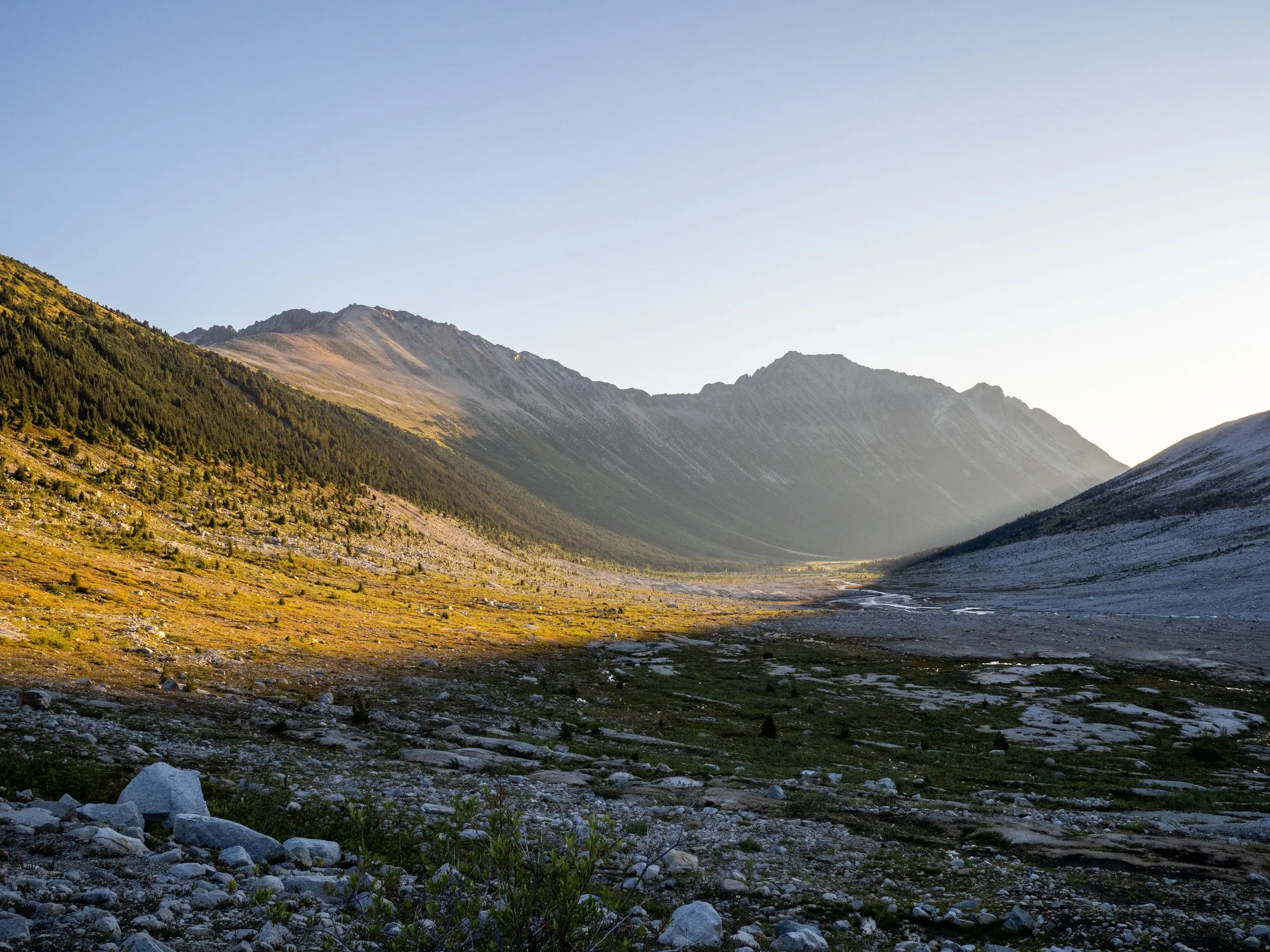 Morning sun breaking into Athelney Pass
