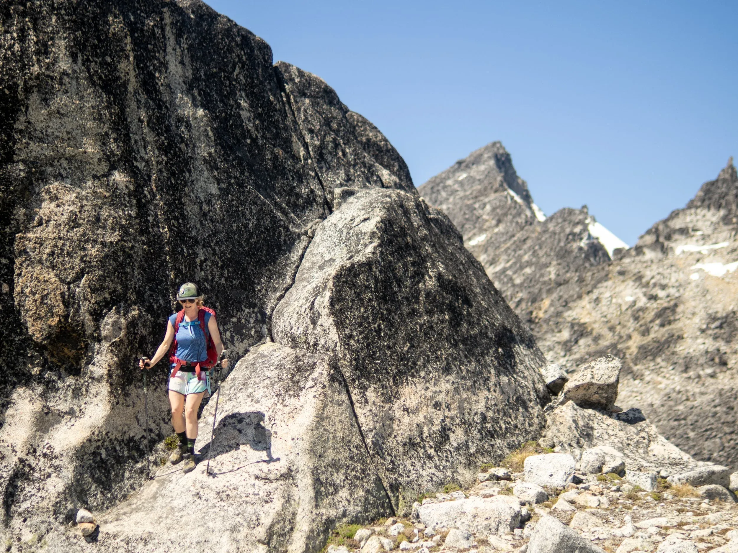 Fun alpine rock, Marriott summit in the back.