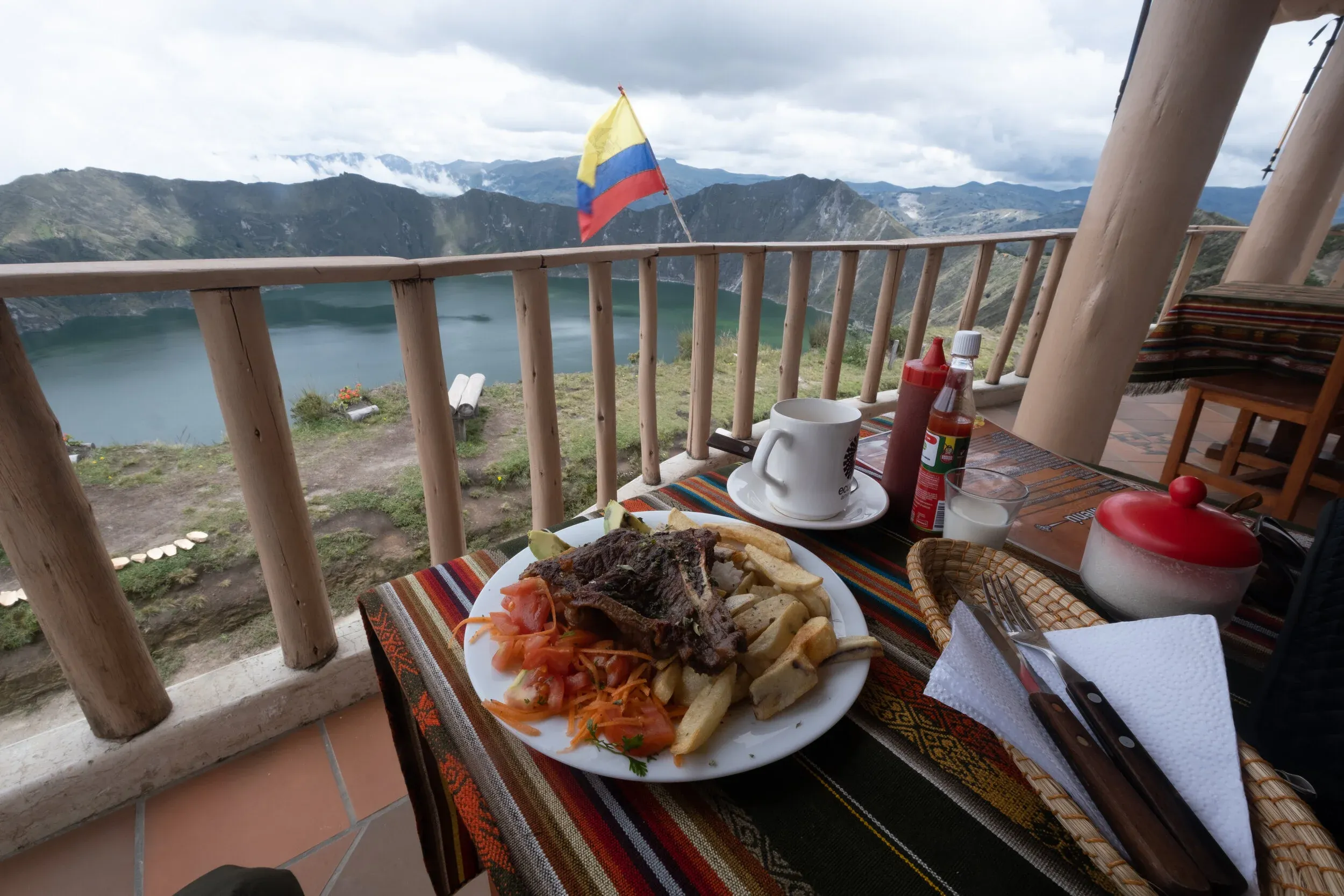 Lunch above Lake Quilotoa