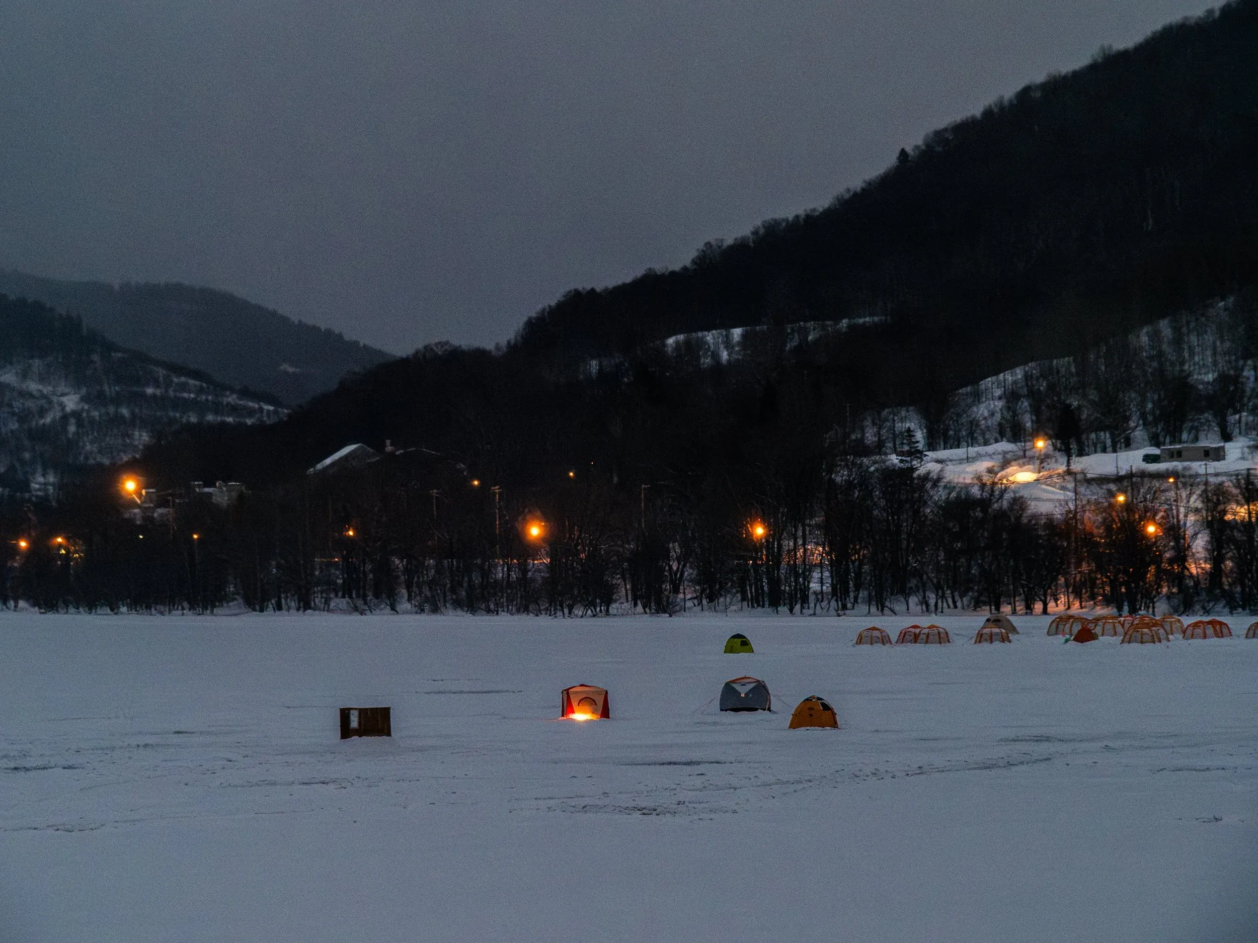 Popular ice fishing lake