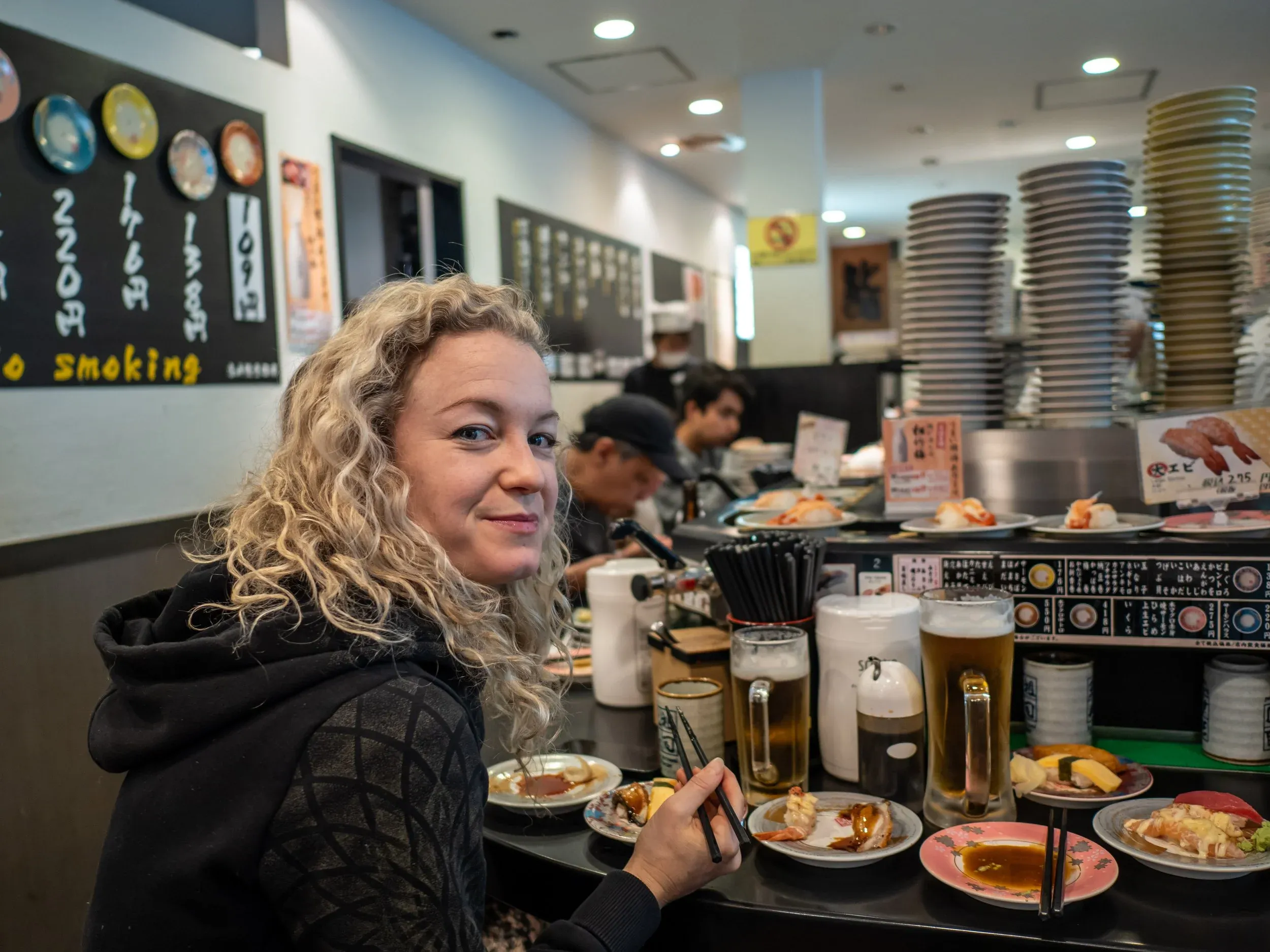 Mandatory conveyor sushi stop. For the best sushi, go elsewhere, but sometimes it’s nice to have a simple option for efficient eating when on the go