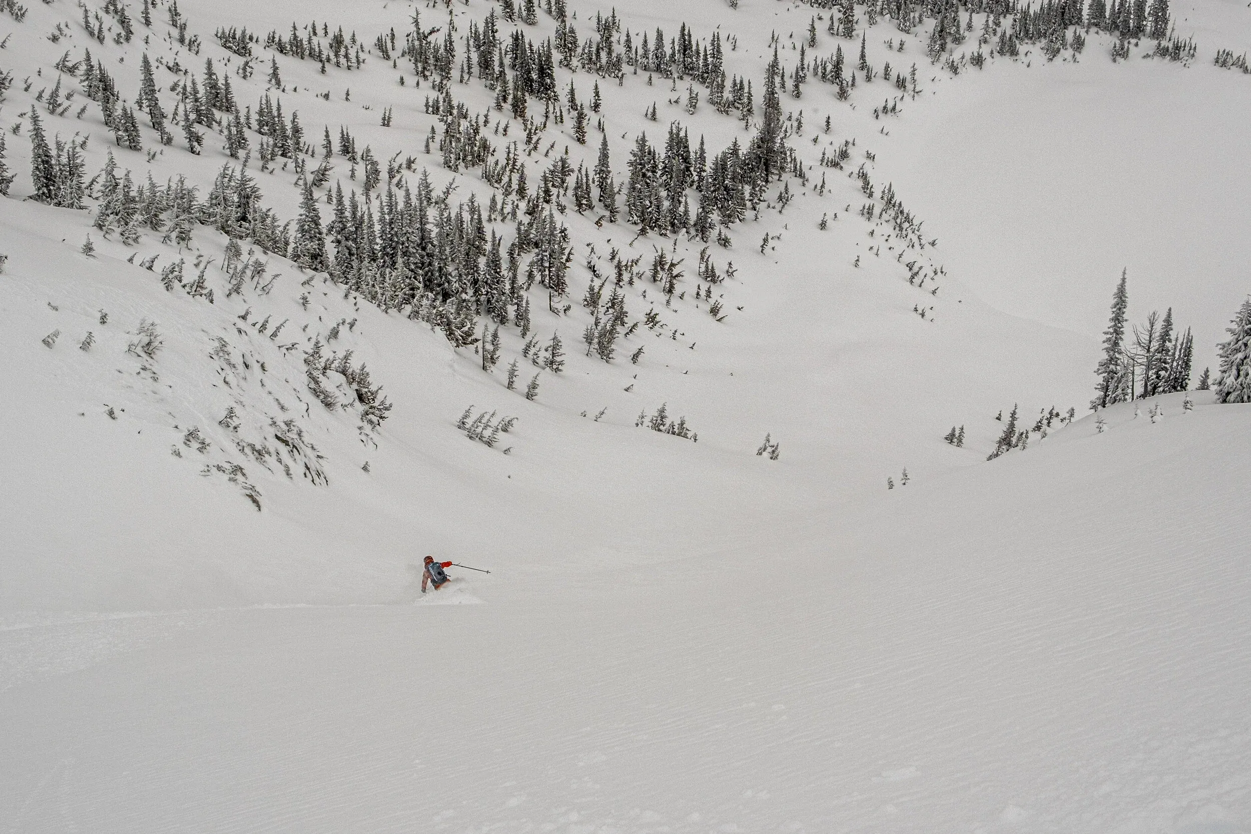 After a few hundred meters of survival mode descent, things opened up and the snow was banger!