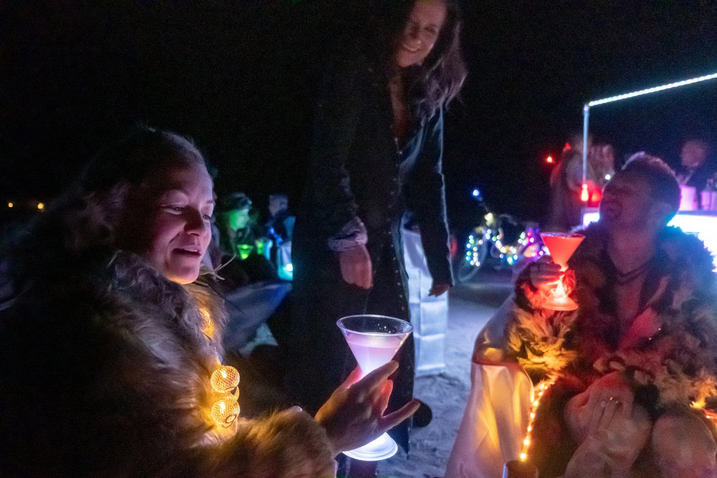 Deep playa random martini bar with a velvet rope and table service