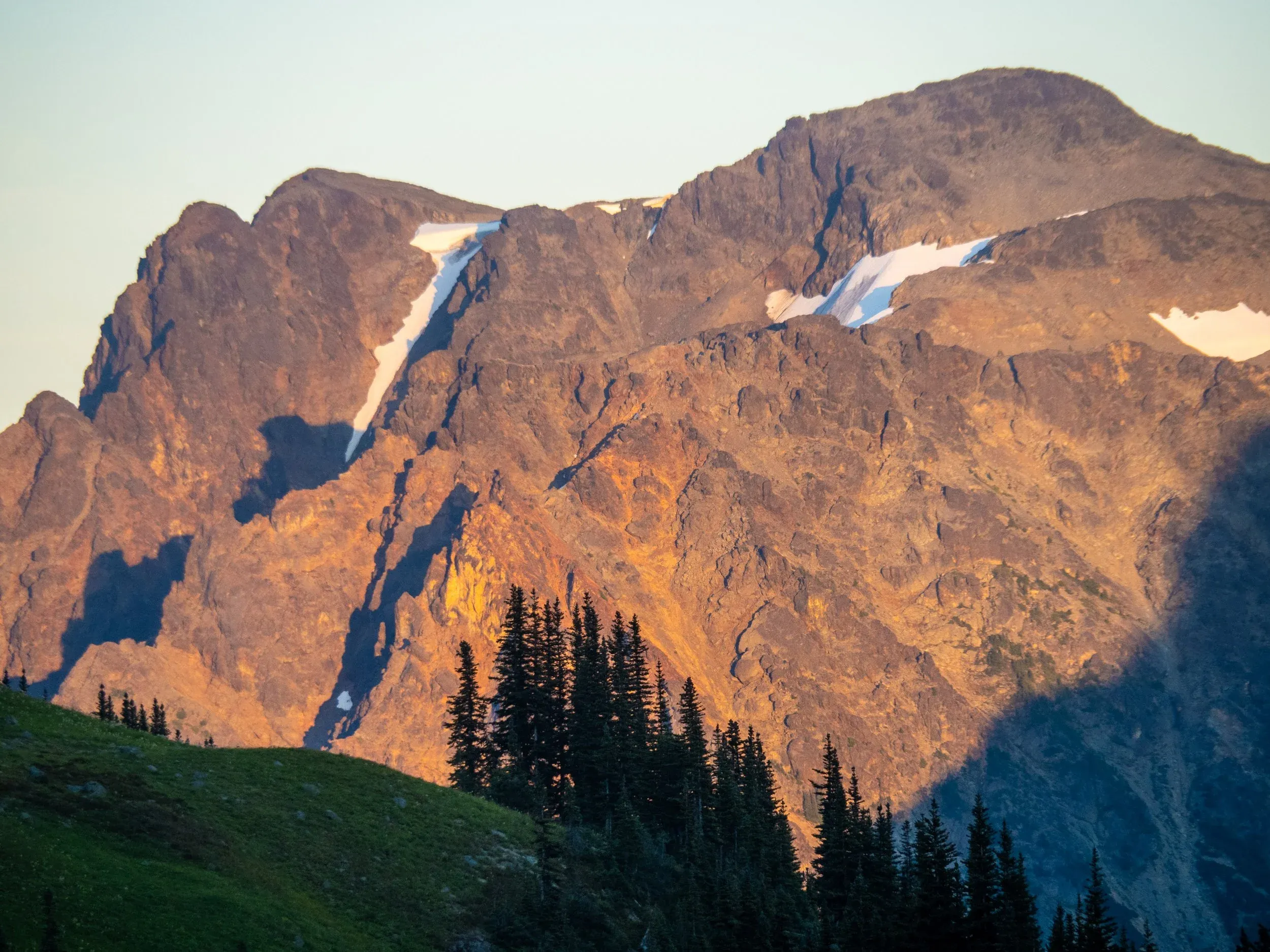Alpenglow from camp on Ronayne.