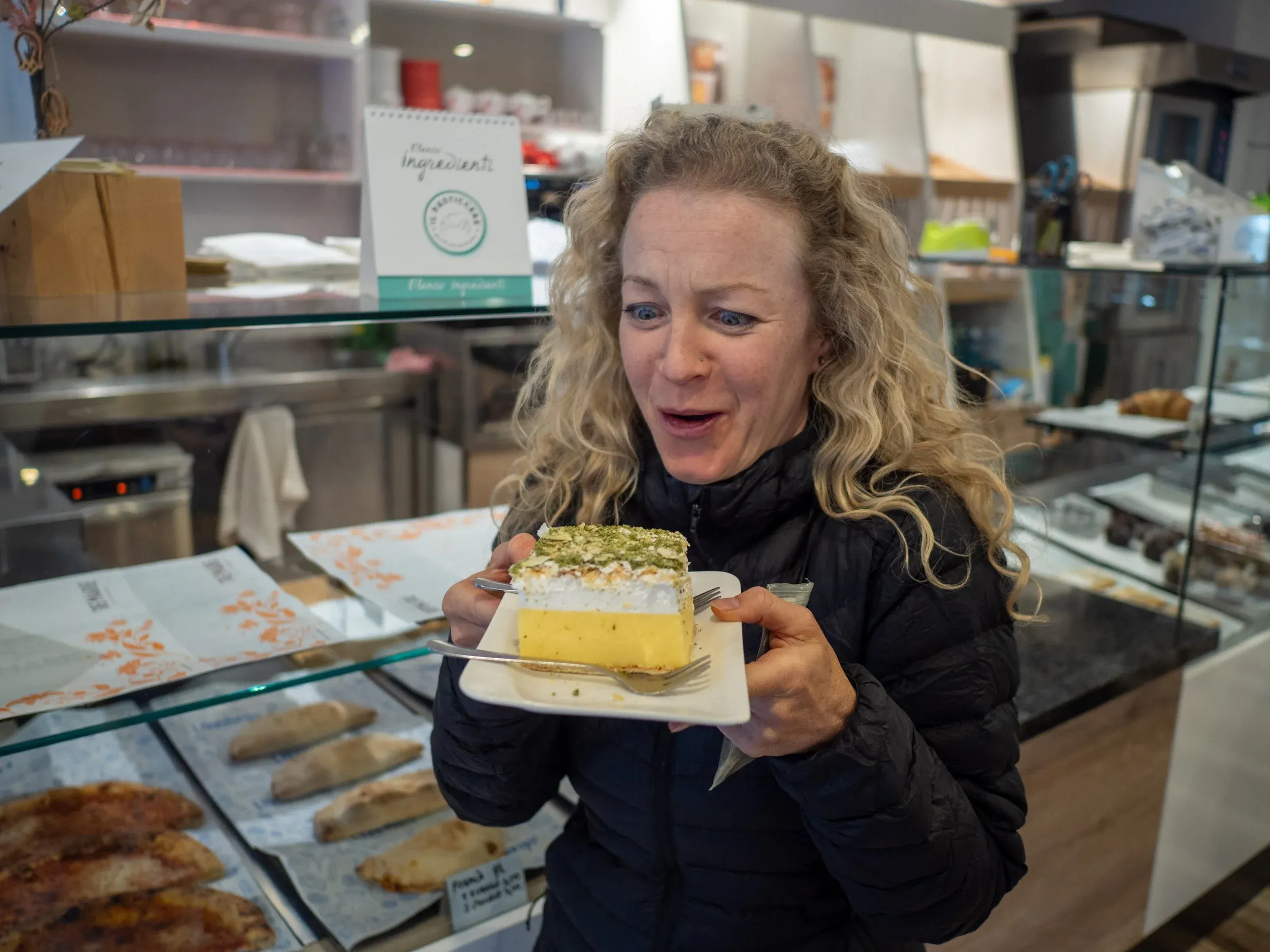 I learned about Mary’s love of custard treats tonight. In her happy place!