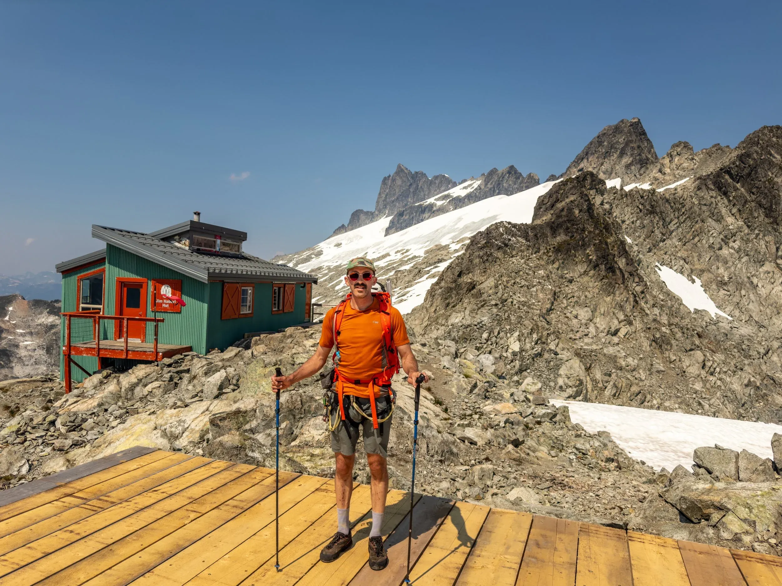 Following the long traverse around the Dione Glacier, Mount Dione (sister peak to Tantalus) behind.