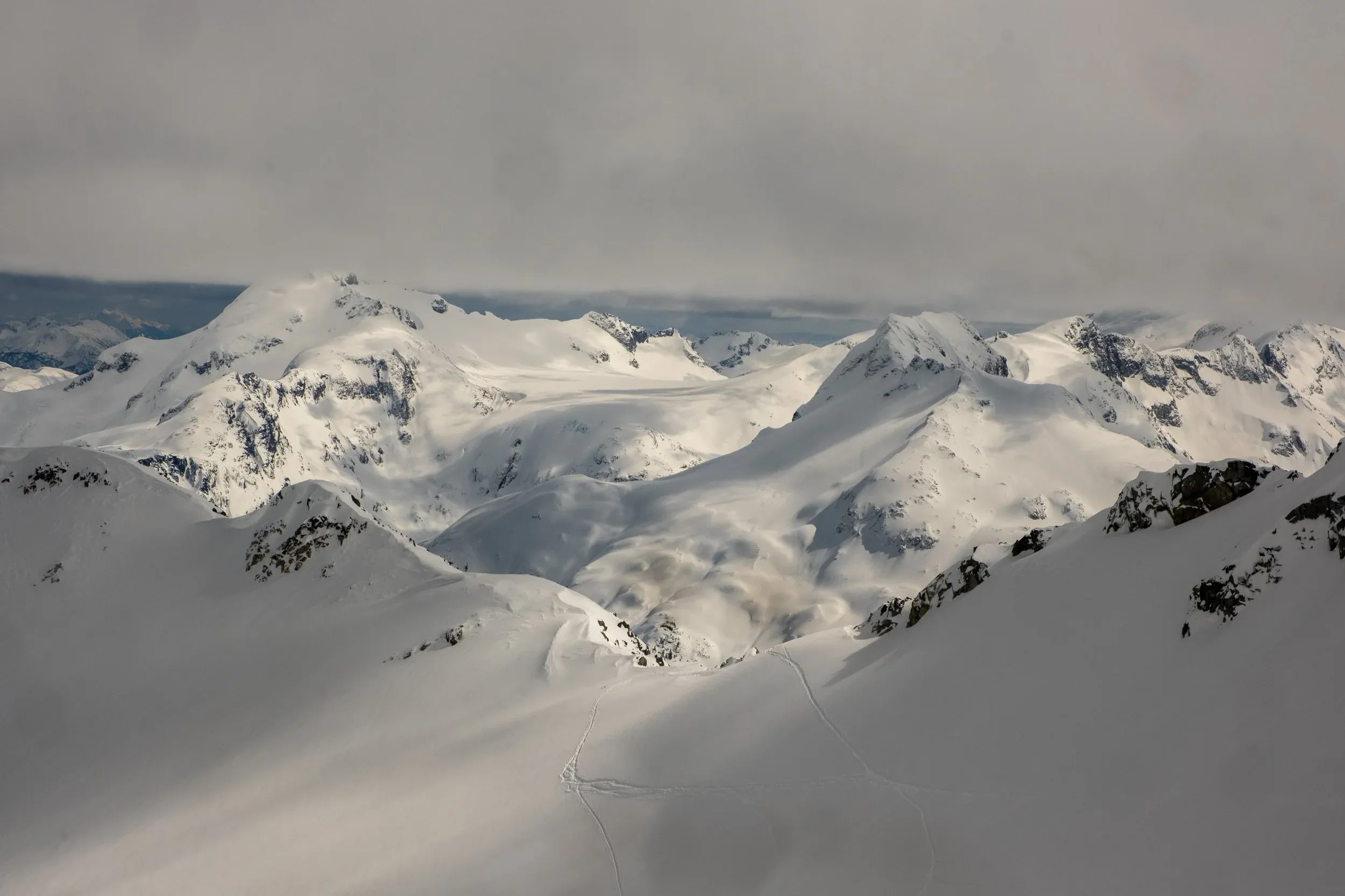 On/near the MacBeth Glacier, looking out towards the much more remote and less travelled McBride Range. The middle Spearhead Hut will be in this area, expected to begin construction in Summer 2024.